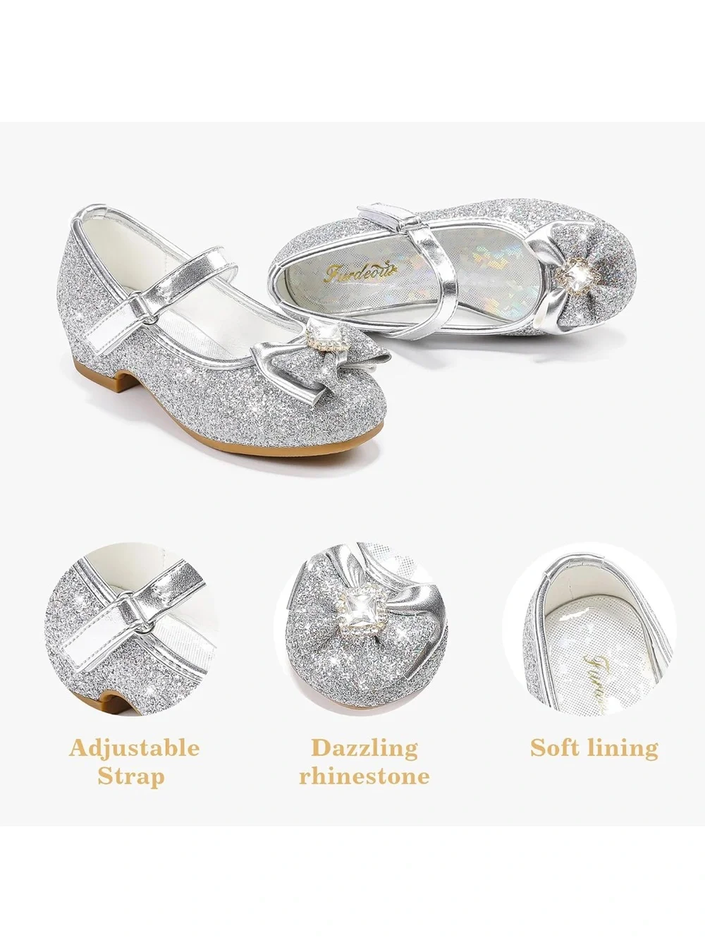 Girls Silver Glitter Mary Jane Dress Shoe for Kids New in Box!